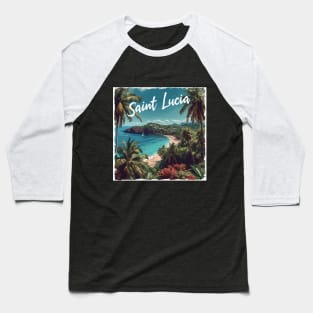 Saint Lucia (White Lettering) Baseball T-Shirt